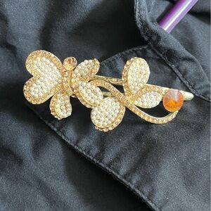 Gold butterfly/dragondly clip with rhinestones #glam #retroaccessories